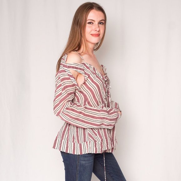 484. MARNI Cotton Silk Striped Striped Blouse Sz 42 US 6 - Picture 6 of 8